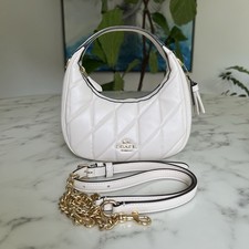 NWT Coach Carmen Mini Crossbody Bag With Quilting CY710 Chalk Leather Gold