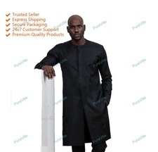 Mens Kurta Black Art Cotton Wedding Kurta Fancy Dress Traditional Kurta