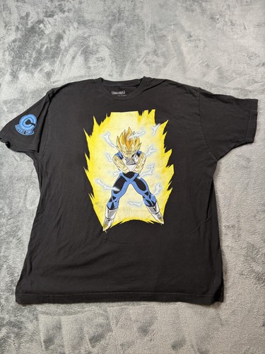 Dragon Ball Z Vegeta Shirt Mens 2XL Black Super Saiyan Capsule Corp Anime Tee