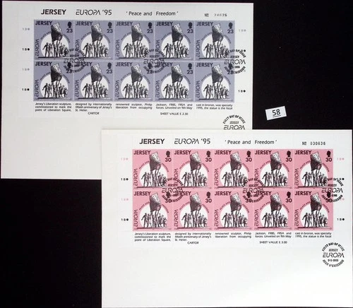 / JERSEY 1995 - 2 FDC - CEPT - PEACE, FLAG