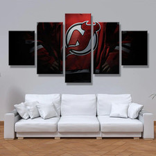 New Jersey Devils NHL Hockey Sports Team Logo 5 Piece Panel Canvas Wall Art