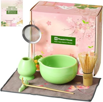 Maestri House Matcha Set - 7-Teiliges Matcha Zubehör mit Ausgießer Japanisches