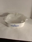 VINTAGE CORNING WARE BLUE CORNFLOWER A-2-B 2L SQUARE BAKING DISH W/ PYREX LID