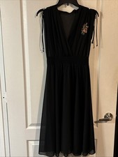 Vintage Black Polyester Little Black Dress Size S/M With Union Tag