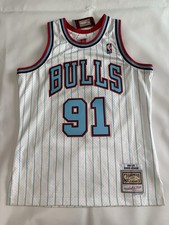 Mitchell Ness Chicago Bulls 91 Dennis Rodman NWT Sz Medium White Jersey