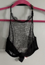 Agent Provocateur Black Lace Henrieta Halter Bra High Neck Underwired Size 3/34C