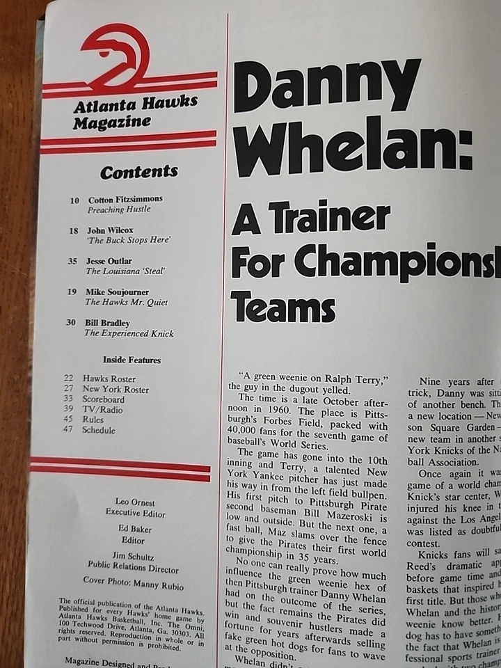 Hawks Magazine November 21 1974 New York Knicks Clyde Frazier John Brown Cover - Image 3 of 4