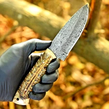 Custom Hand Made Forged Damascus Steel Blade Hunting Knife Camping Survival 2934