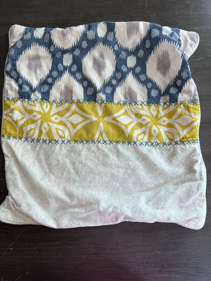 2 Surya Pillow Cover Textured Blue Yellow Pattern Multicolor - Image 4 of 4