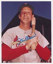 Stan Musial autographed photo + Cardinals Ernie Broglio & Jack Clark autographs