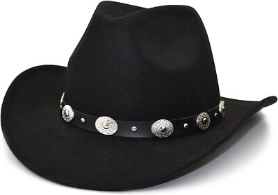Western Cowboy, Cowgirl Hat, Silver Strap, Men Women Retro Wide Brim, Adjustable