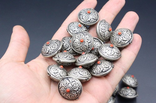 5Pcs Nepalese Tibetan Beads Flat Carved Beads, 22mm x 22mm Rondelle Beads, - Picture 8 of 9