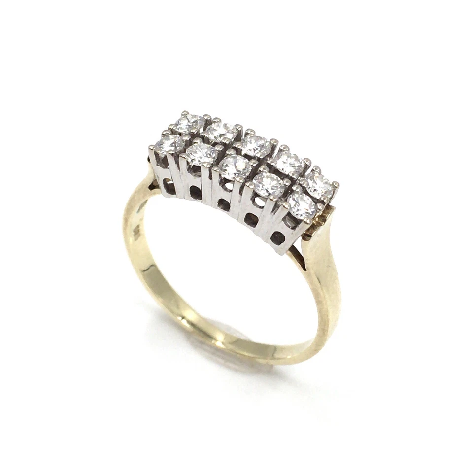 14kt Gelbgold Ring Brillant 0.83ct Diamant Bandring 585 Gold Weißgold Fassung 61 - Bild 2 von 4