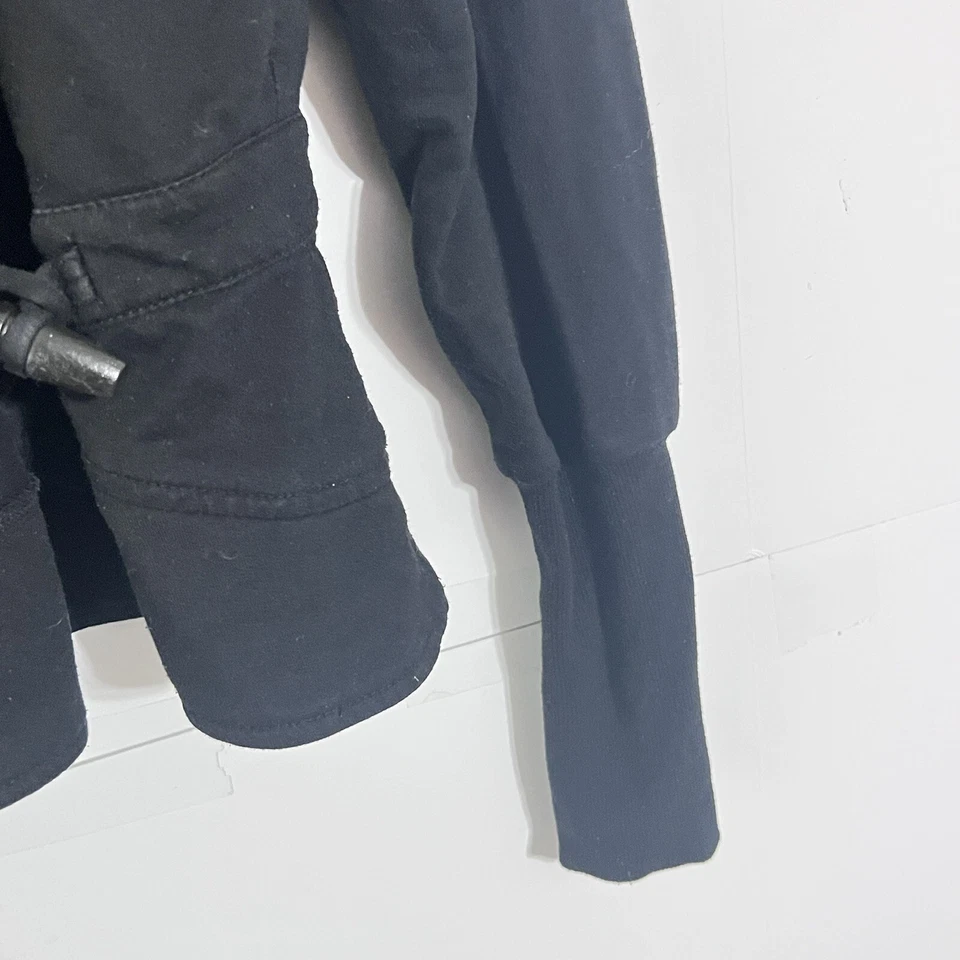 Rue 21 Womens Fleece Hoodie Size M Jet Black Hook & Loop Pullover - Image 4 of 4