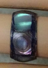 Vintage Mexico 925 Sterling Silver Abalone Oyster Shell Inlay Band Ring Size 5
