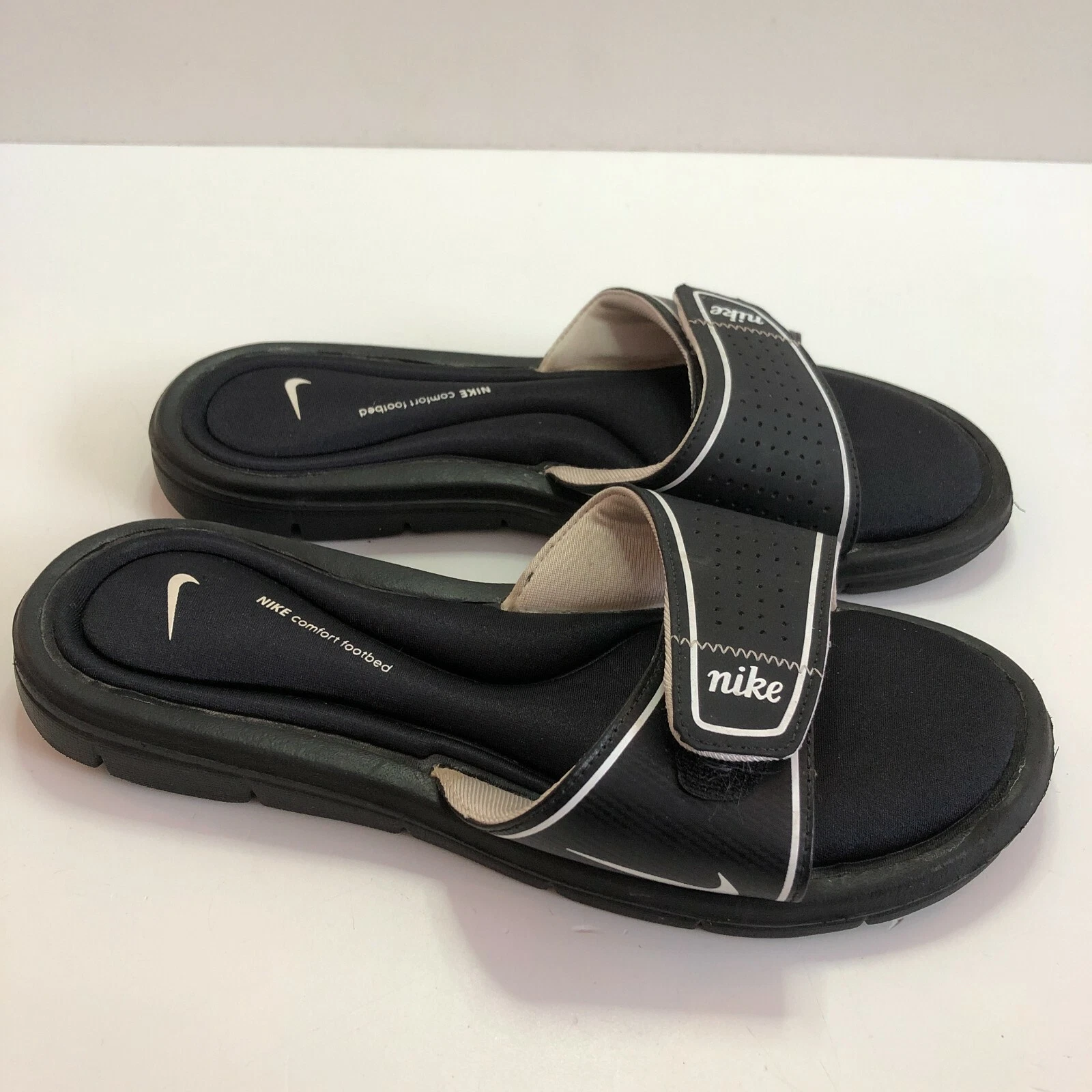 Sandali slip on donna Nike comodi plantare nero bianco taglia 9 360883 011