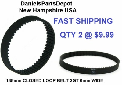 X2 188MM L 6mm W 2mm P GT2 CLOSED LOOP Timing Belt 2GT 3D Printer USA FAST SHIP