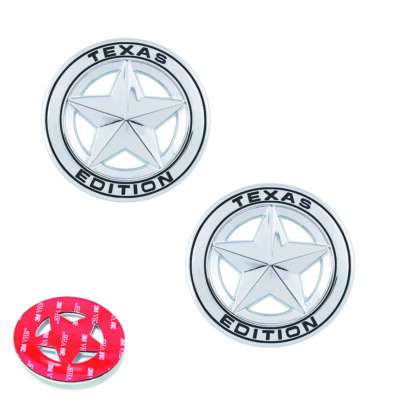 2 TEXAS STAR EDITION 3'' EMBLEMS CHROME/BLACK UNIVERSAL STICKON for TACOMA TUNDRA