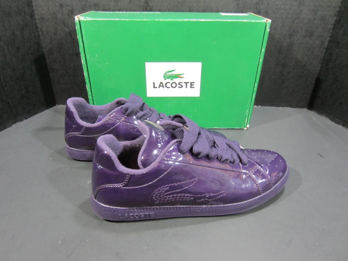Lacoste Graduate Funk Lady Violet B27 Shoes Sneakers Gloss Leather Size 8 Women