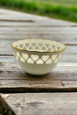 VINTAGE Lenox Heart Collection Bowl with Heart Cut Outs Gold Rim Made in USA