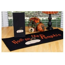 Home Collection by Raghu Frost on the Pumpkin Table Runnerl, 14" x 36" New