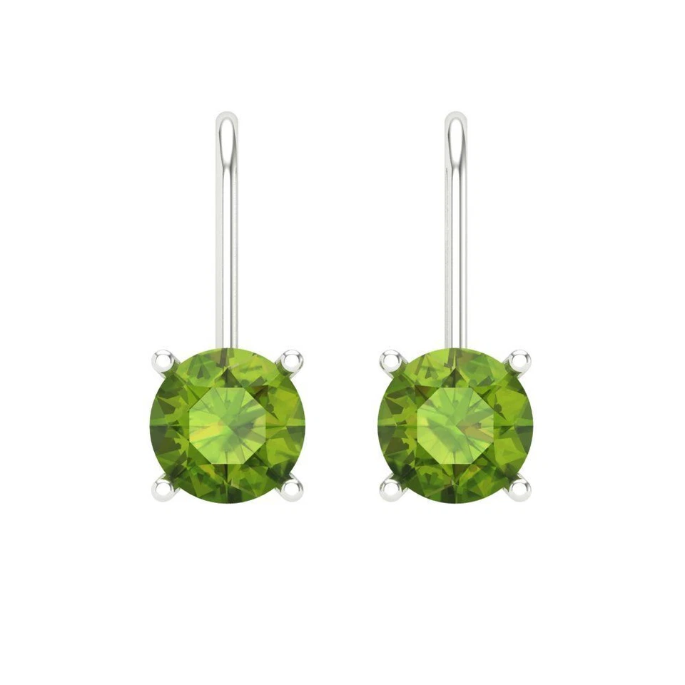 Peridot Stud Earrings for Women, Lever Back (1.5 cttw, 6mm, Round-Cut) - Image 3 of 4
