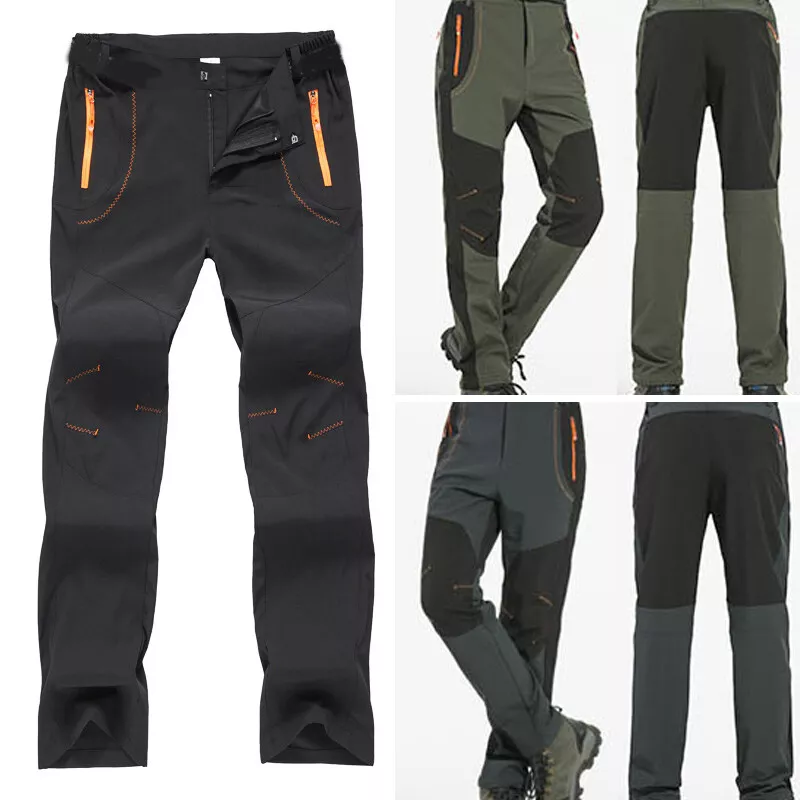 Mens Waterproof Cargo Walking Trousers Rain Hiking Fishing Outdoor