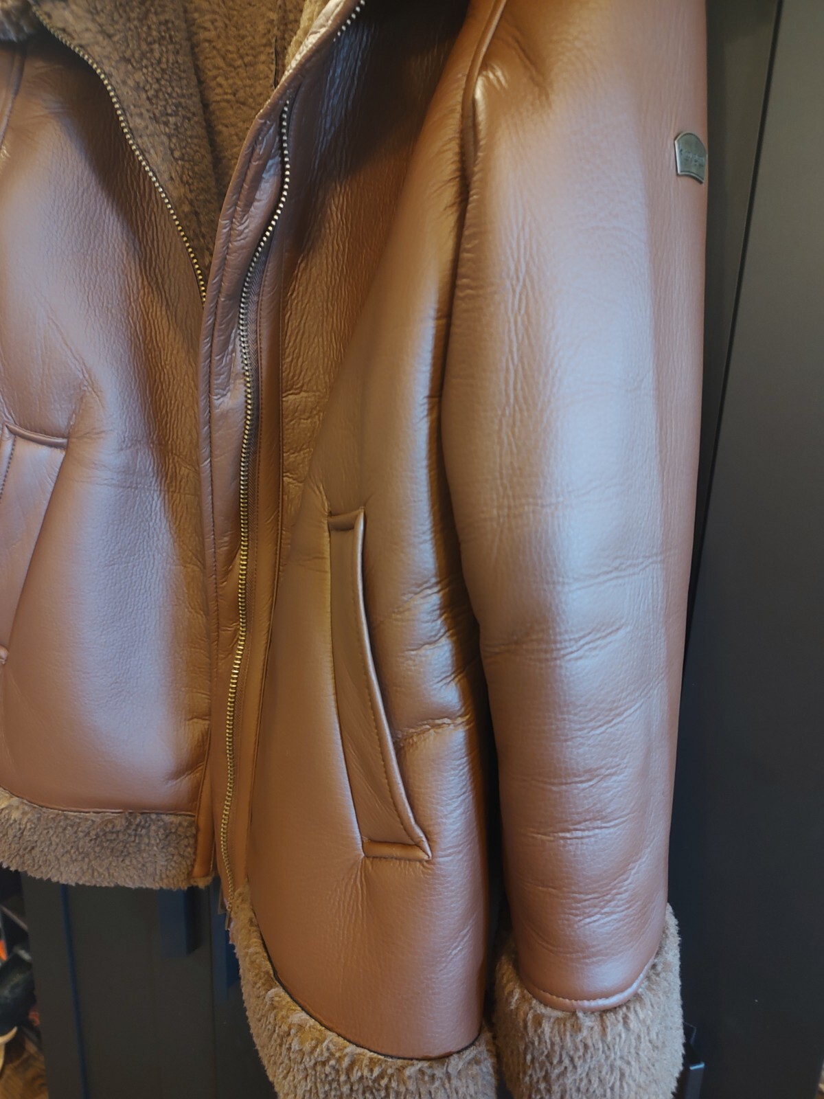 Koolaburra by UGG Vegan Leather Sherpa Coat Jacket wi… Gem