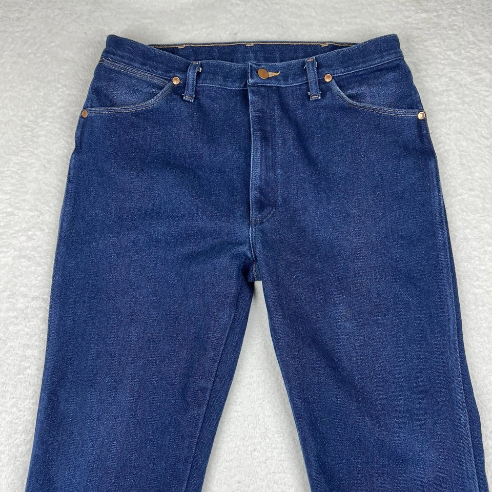 Jeans Wrangler Vintage Para Hombre 36x29 Azul Oscuro Lavado Corte Vaquero Denim Hecho en EE. UU. Foto 2 de 4