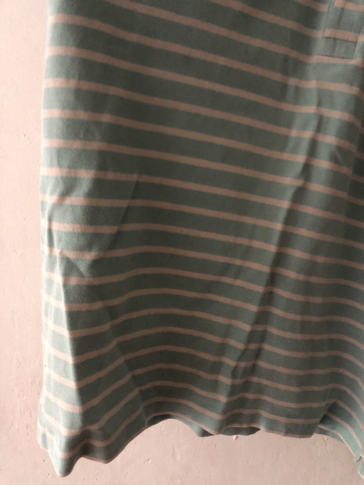 Unisex Lacoste Vintage Classic Style Striped Polo Shirt Top Blue/White Size M image 3