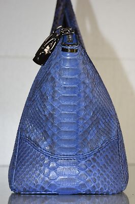 New Bag VBH Ink Blue Matte PYTHON double zip Satchel Bag BRERA 34