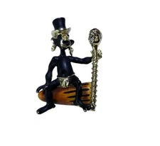 Blackamoor Witch Doctor Shrunken Head Brooch Bakelite Drum  Charles F Worth Desi
