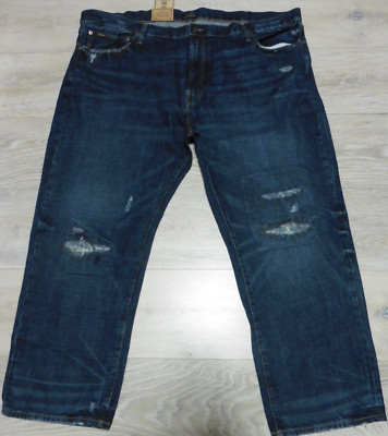 RALPH LAUREN POLO MENS 48B 48 X 30 HAMPTON JEANS RELAXED PATCHWORK DISTRESSED