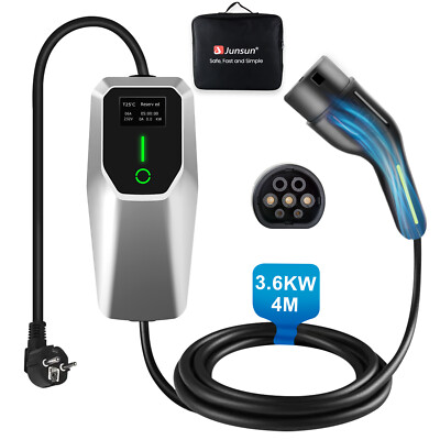 3.6KW EV Ladegerät Mobile Wallbox Type 2 16A Ladestation Elektroauto Charger 4m