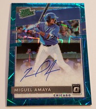 2020 Donruss Optic FOTL Miguel Amaya Rated Prospect Auto Cracked Ice Prizm Card