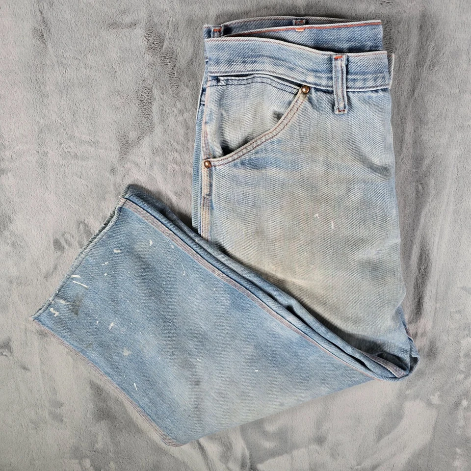 Pantalones de mezclilla Big Mac vintage de los años 50/60 desgastados con puntada naranja (33x23) Foto 4 de 4