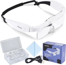 Lupa De Cabeza Con LED Luz Profesional Gafas Para Trabajo Joyero Lentes Vidrio.