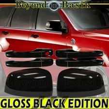 For 2011-2021 Jeep Grand Cherokee GLOSS BLACK 4 Door Handle COVERS NoSMT+Mirrors