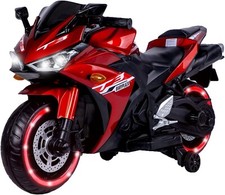 Kids Electric Motorcycle with Trainning Wheels for 3-8 Years Boys Girls,Red
