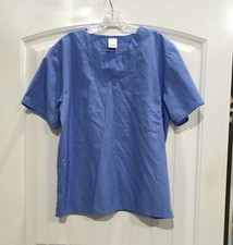 SCRUB TOP - SHORT SLEEVE - V NECK - BLUE - MEDIUM
