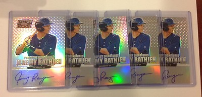 Jeremy Rathjen #81 Dodger Refraktor Auto 2013 Panini Prizm Perennial Draft Picks