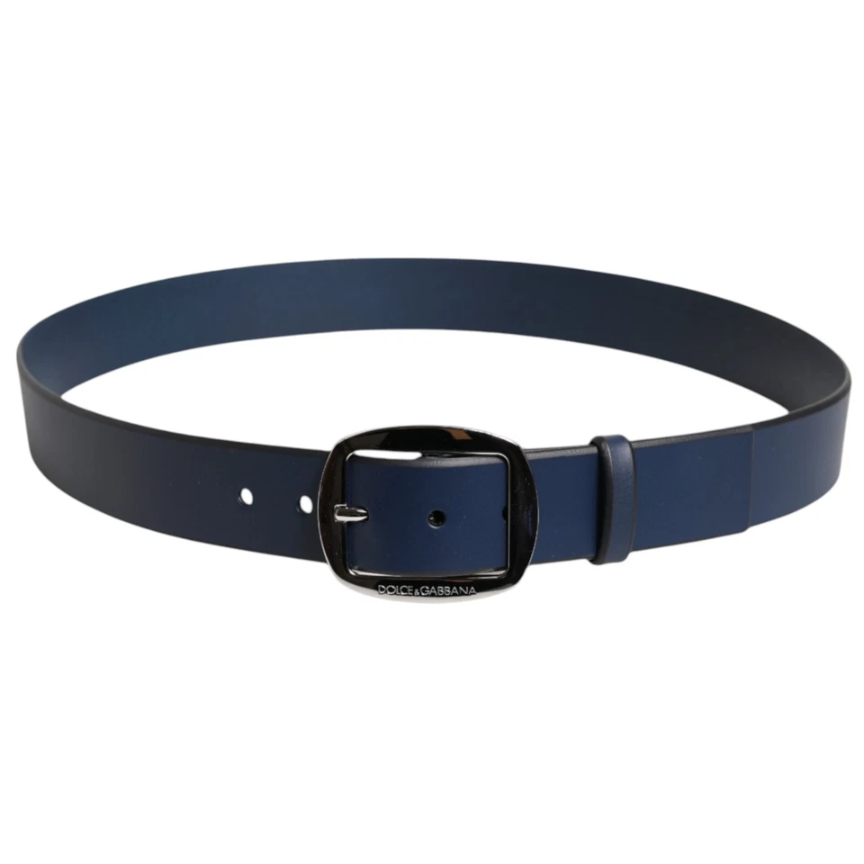 Cinturón DOLCE & GABBANA Cuero de becerro azul clásico Hebilla de metal 115 cm / 46 pulgadas 430usd Foto 2 de 4