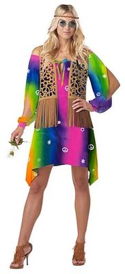 Free Spirit Hippie 1960's Protest Costume Adult Women Size Medium 8-14