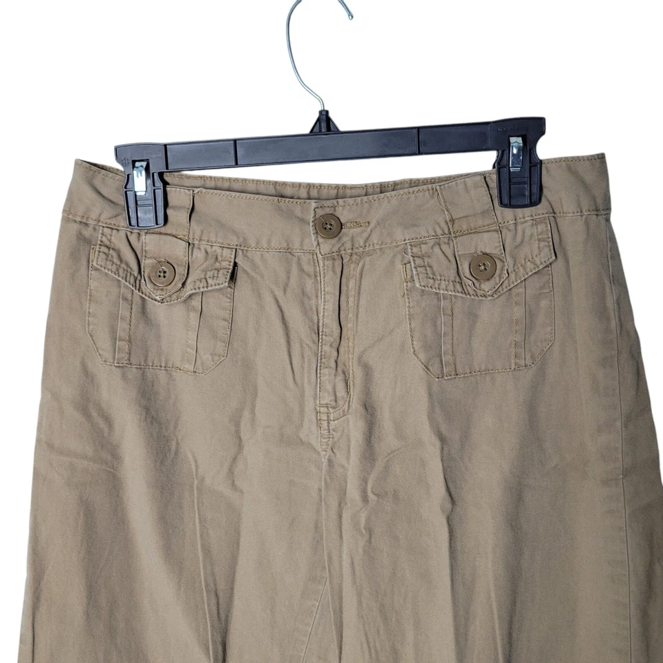 Pantalones capri Just B para niñas talla 16,5 marrón liso caqui Foto 2 de 4