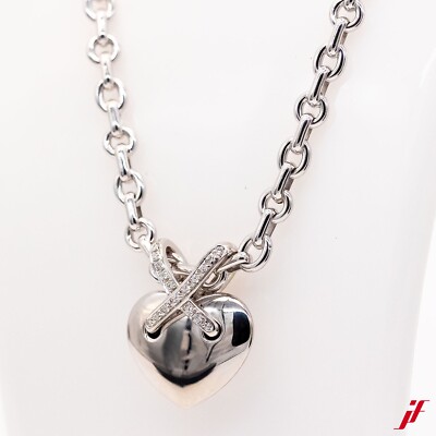 Chaumet Halskette mit Herz Anhänger 750/18K Weißgold Diamant 0,30ct TW/VS
