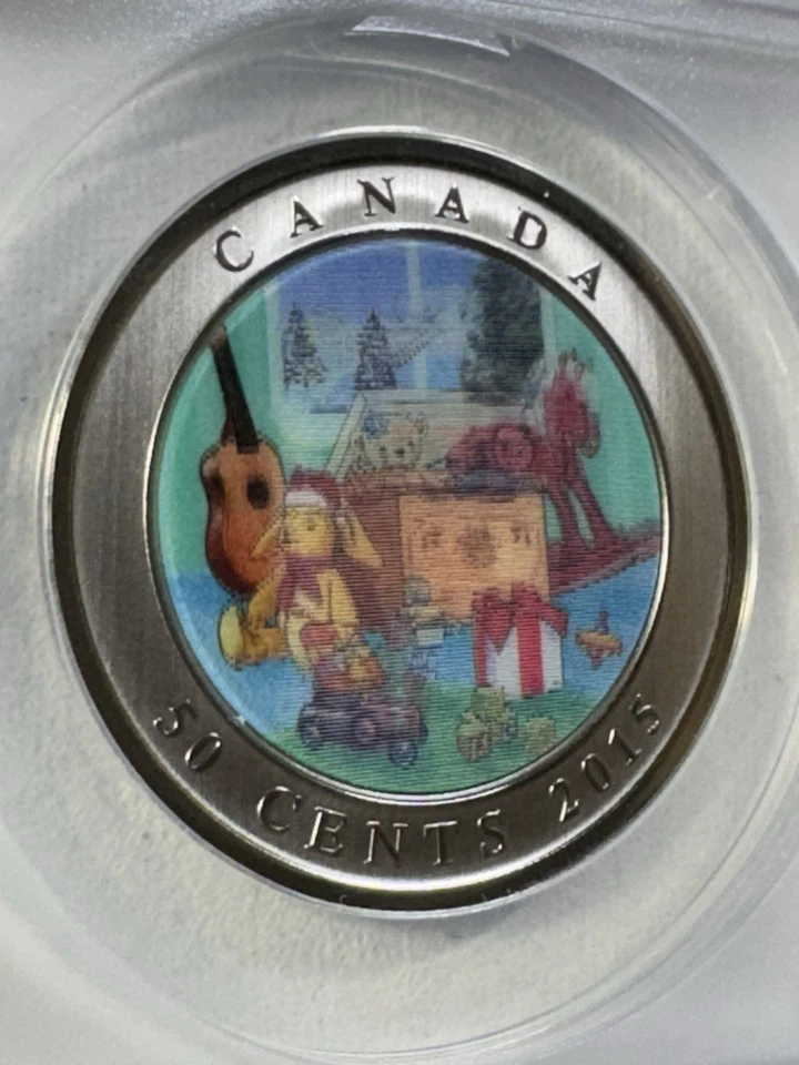 2015 Canada 50 Cents Holiday Toy Box Lenticular Coin Graded MS 69 by ANACS - Image 2 of 4