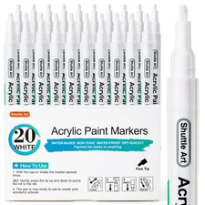 White Paint Pens, 20 Pack Fine Tip Acrylic Pens, Water-Based Quick Dry Marker...