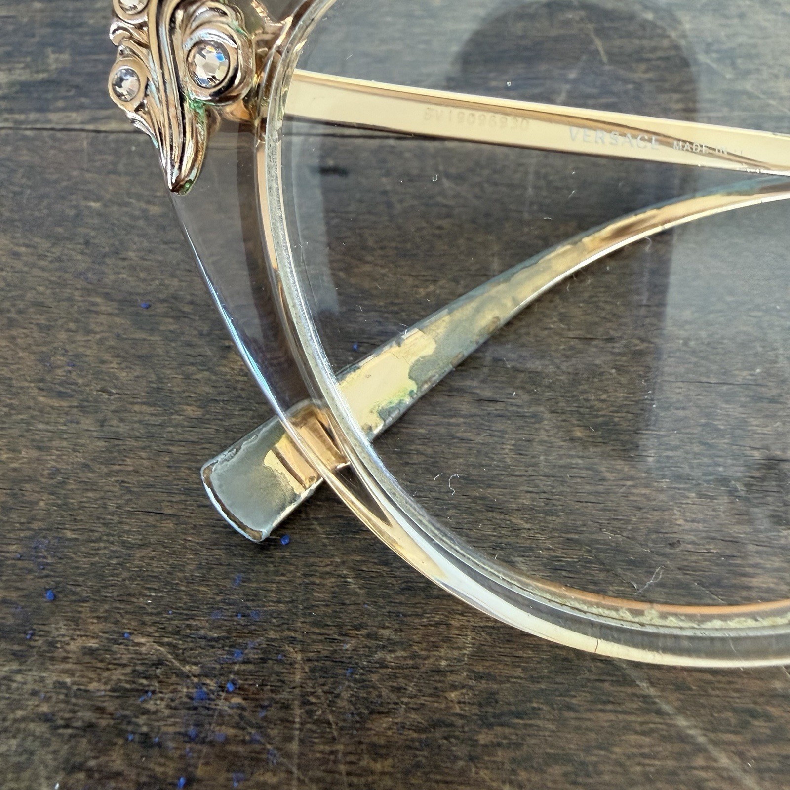 VTG Versace 3262 B  5215 Clear Rose Gold Eyeglasses Frames Only 54 16 140 READ thumbnail 9