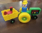 Vintage Fisher Price Little People Farmer Tractor Set Farm Chicken Rooster