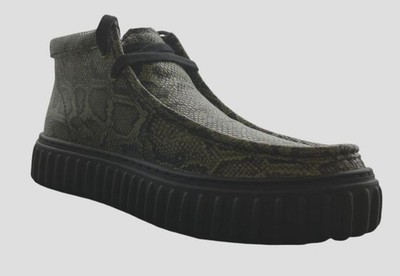 Clarks Men's Green Snake Print Torhill Hi Lace-Up Boots Shoes Size 6M